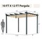 Costway 10x12ft Outdoor Aluminum Retractable Pergola Canopy Shelter Grape Trellis Beige/Gray